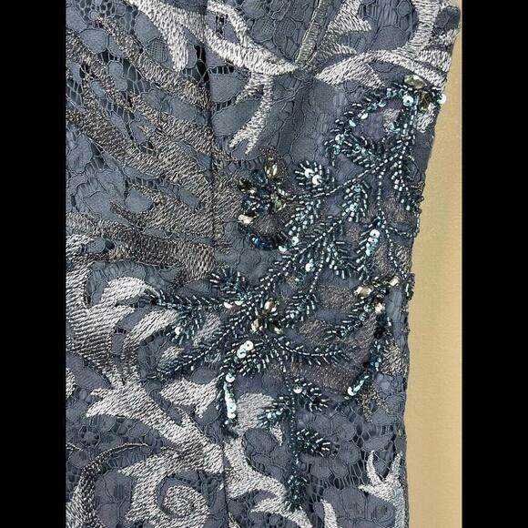 ADRIANNA PAPELL LACE WITH BEADED SIDE‎ SHEATH DRESS HIGH NECK 6 - Picture 3 of 5